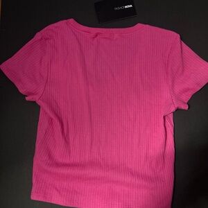 Fashion Nova Pink Ribbed Short Sleeve Tee